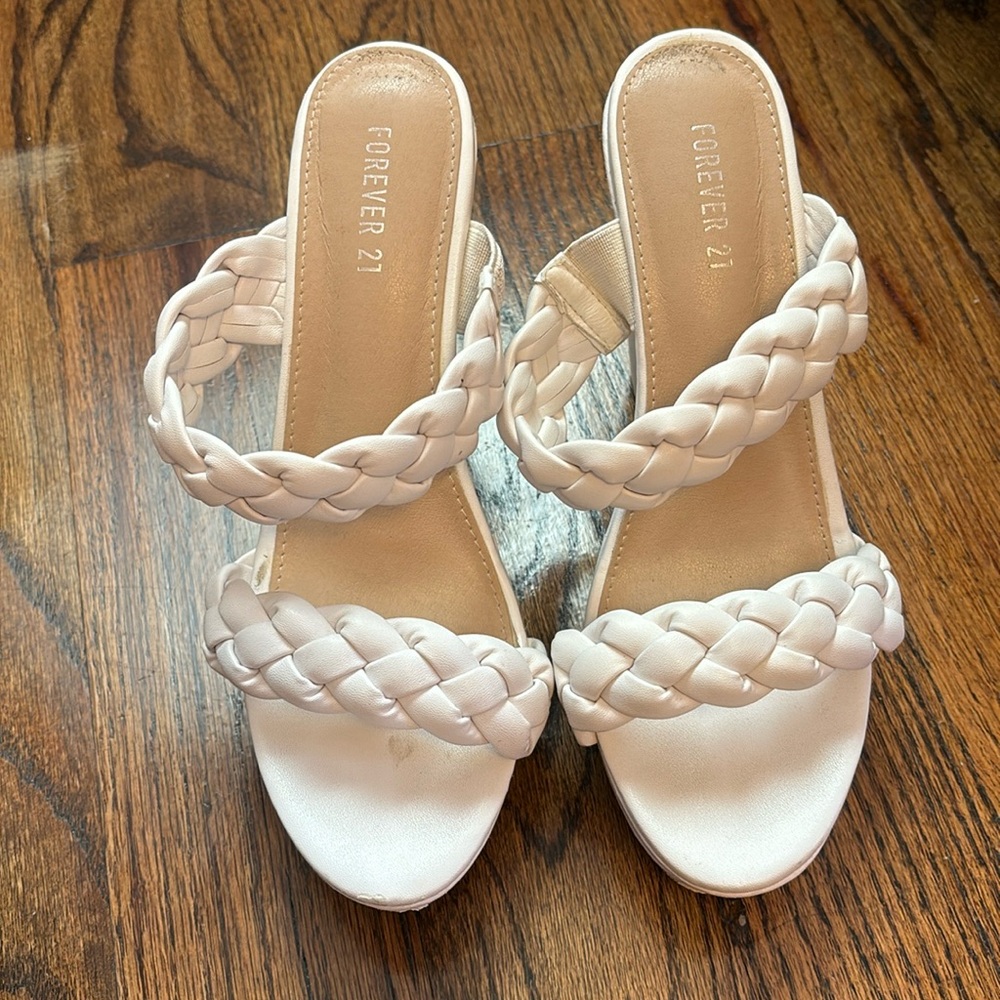 Forever 21 white braided wedges